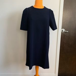 Tara Jarmon size 38 short sleeve navy blue shift dress